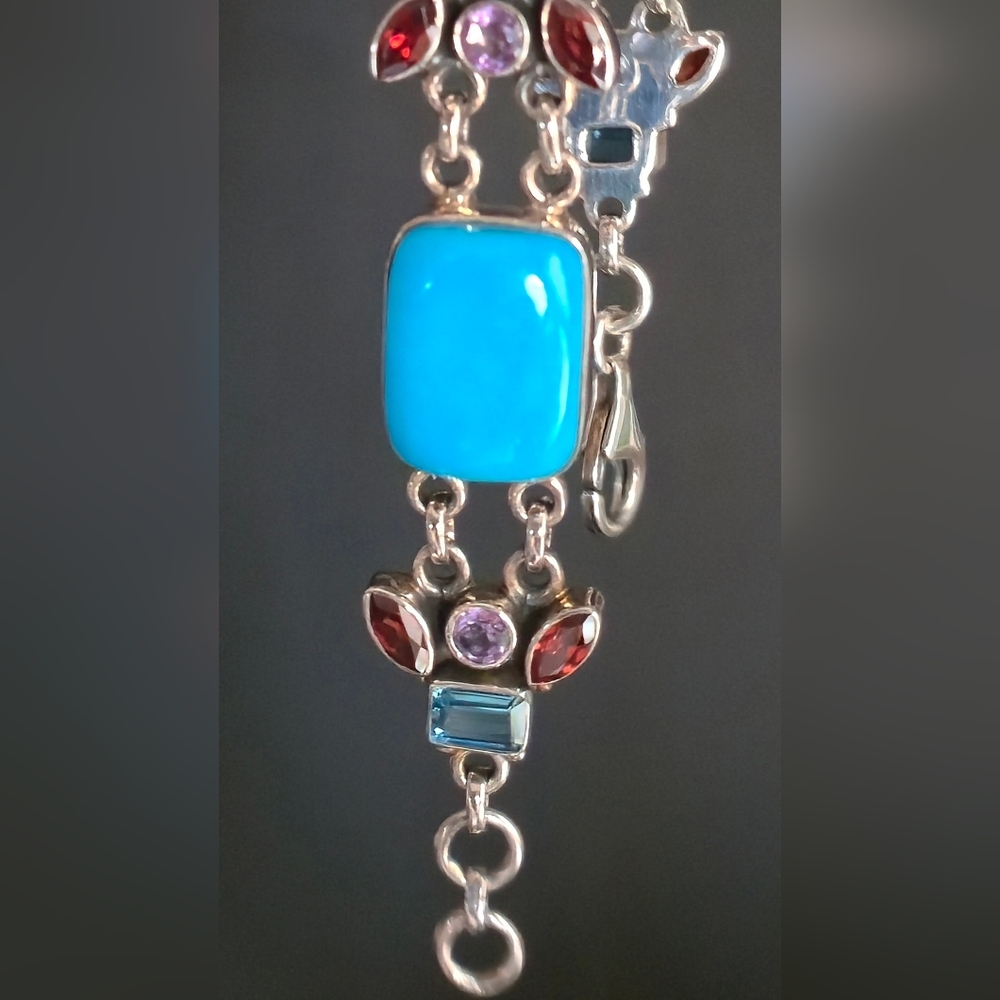 Nicky Butler Turquoise Garnet 925 Sterling Silver Designer Bracelet Amethyst NB - Picture 14 of 16